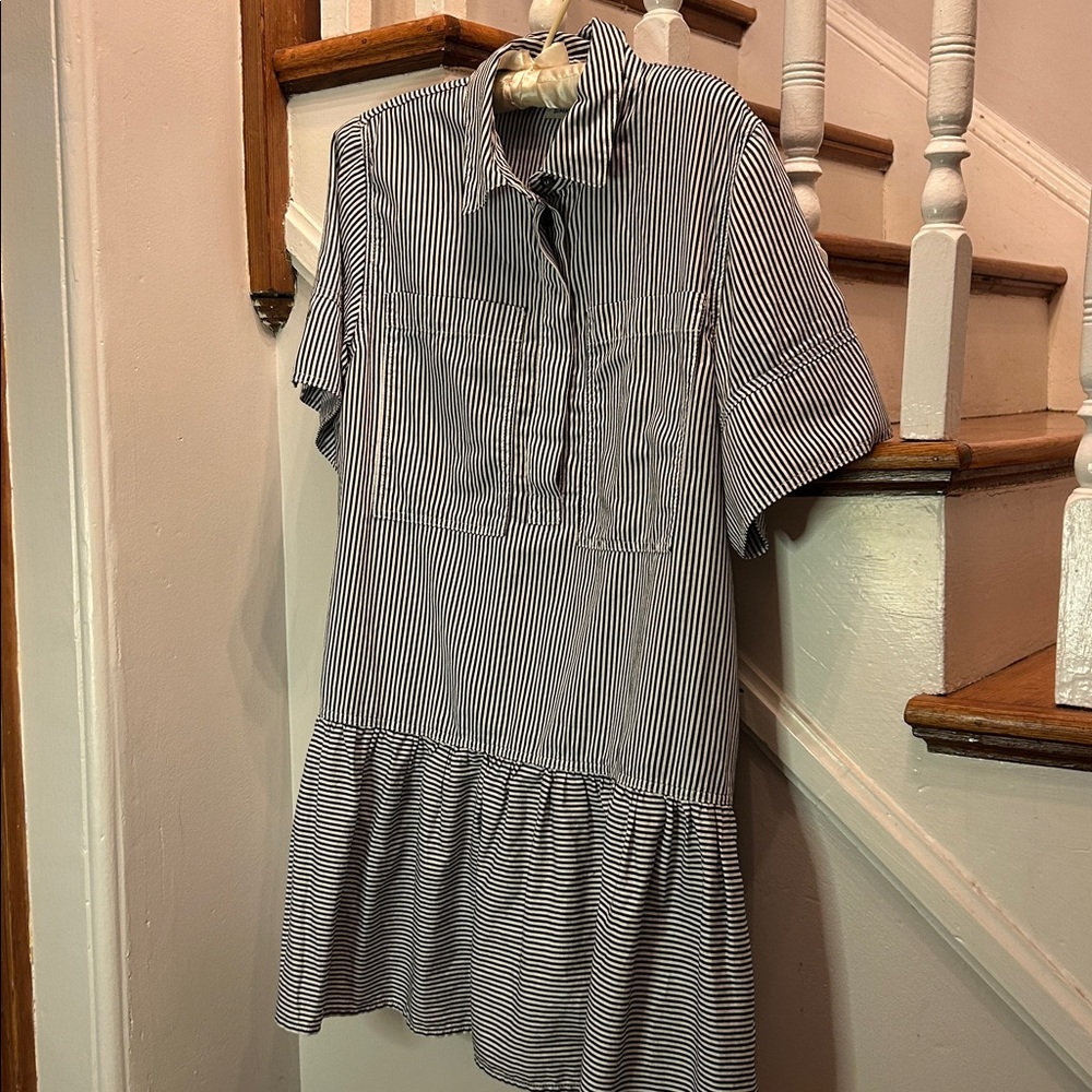 Simkhai Loose-Fitting Striped Black and White Japanese Style Dress